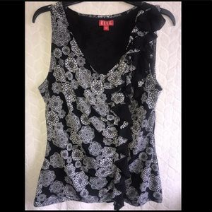 Elle black and white tank top size large